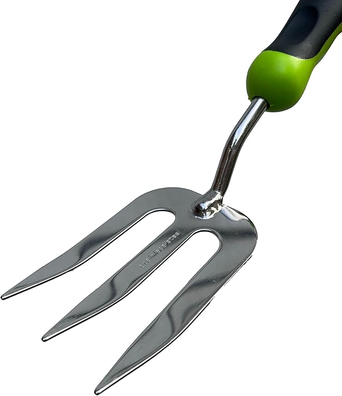 Garden Guru Stainless Steel Hand Weeder Fork Tool – Rust Resistant Stainless Steel – Ergonomic Handle – Great for Planting, Spreading Mulch, Weeding, Loosening & Transplanting Soil