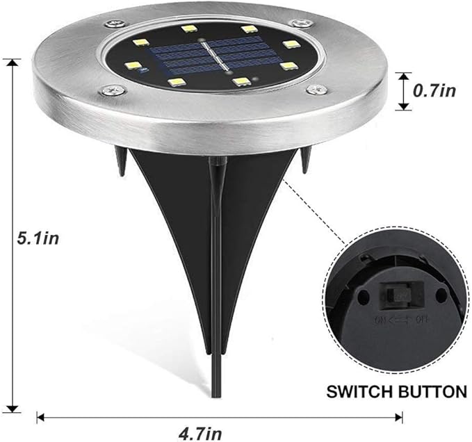 ZGWJ Solar Ground Lights, 12 Packs 8 LED Solar Garden Lamp Waterproof In-Ground Outdoor Landscape Lighting for Patio Pathway Lawn Yard Deck Driveway Walkway White