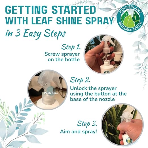 Houseplant Leaf Shine Spray – All-Natural Leaf Cleaner and Gloss for Healthy Shine & Better Photosynthesis | Perfect for House Plants and Foliage | 8 oz