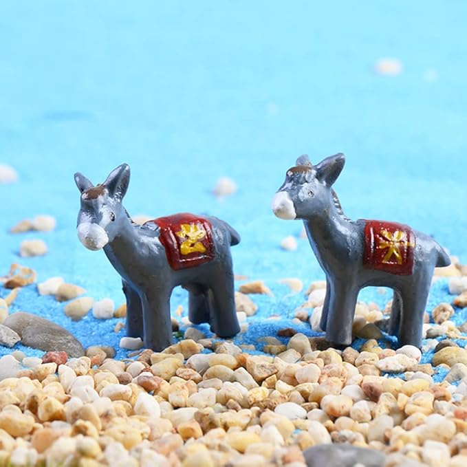 MAOMIA 20pcs Miniature Donkey Figurines Easter Cake Toppers, Mini Donkey DIY Craft Plant Pot Fairy Garden Landscape Decor Ornament
