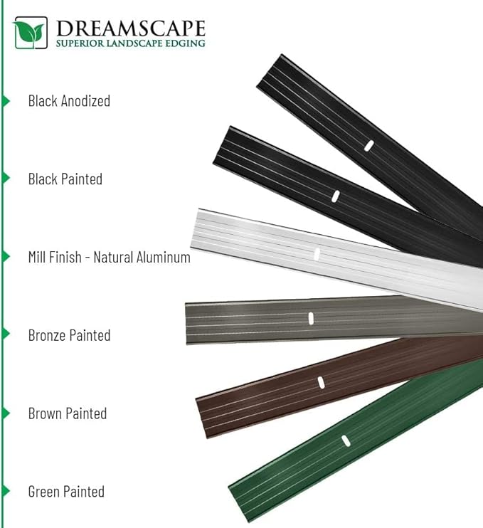 Dreamscape E-Z Edge Aluminum Landscape Edging - 12 Strips, 6ft Each (72ft Total), Black - Professional Quality Landscaping Border, Metal Divider for Lawn, Garden, Flowerbed…