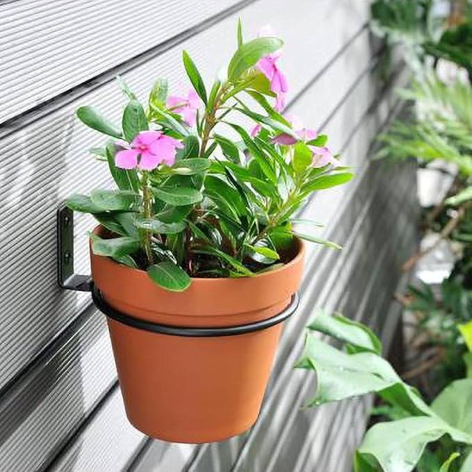 4 Pack 4in Flower Pot Holder Ring Wall Mounted Metal Planter Hooks Hangers Wall Bracket Wall Planter Hook (4, 4")
