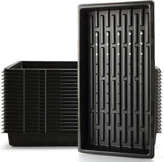 18Pcs 1020 Nursery Trays 10×20 Seedling Tray with Water Drainage Holes for Seeds Germination and Nursery 2.55" Deep (with Holes)