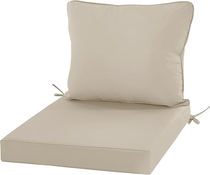 19"x19" Outdoor Cushion for Patio Furniture – Water-Repellent & Fade-Resistant Patio Chair Cushion for Garden, Deck, or Porch – Cream