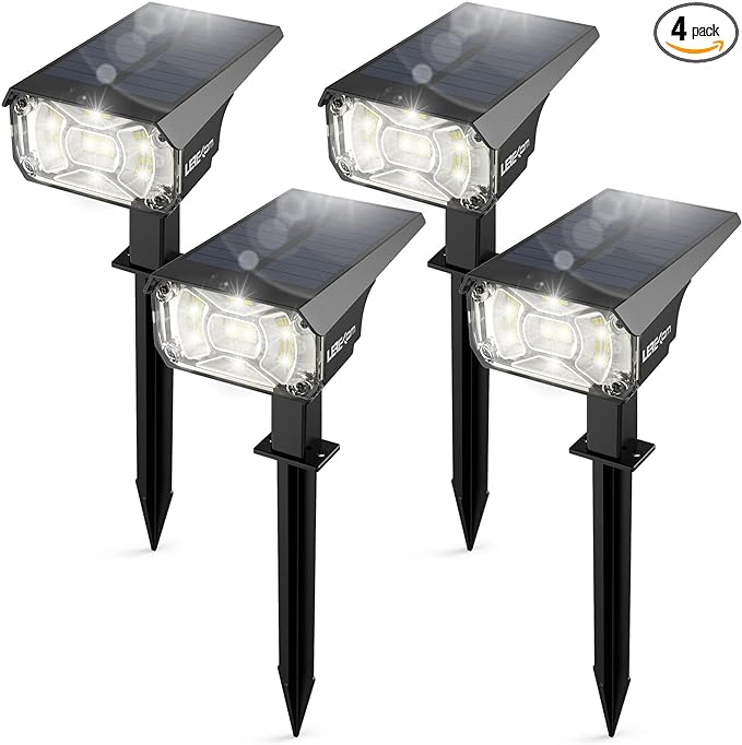 Solar Spot Lights Outdoor,IP65 Waterproof 40 LEDs Solar Landscape Spotlights,USB & Solar Powered Wall Lights,3 Modes Outdoor Solar Garden Lights Outdoor In-Ground Lights for Yard Porch 4 Pack