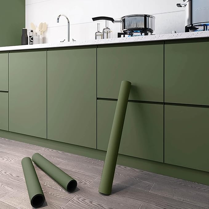 Dimoon 78.7''x15.7'' Green Skin Peel and Stick Wallpaper Contact Paper Modern Self Adhesive Wall Paper Removable Renter Friendly Textured Solid Color Vinyl Roll (78.7''x15.7'',Dark Green Skin)