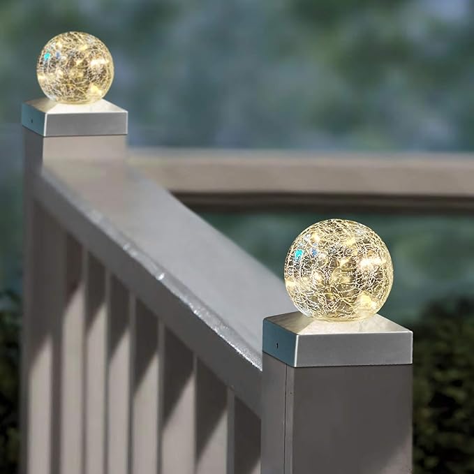 Solar Post Lights - Outdoor Post Cap Light for Fence Deck or Patio Garden Decoration Solar Powered Caps, LED Lighting, Lamp Fits 4x4 in - Warm White 4 Pack