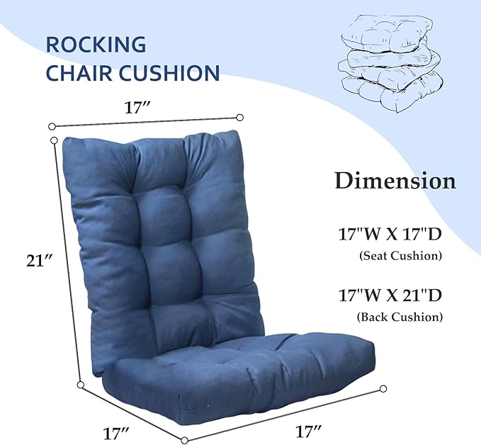 Dark Green Chair Cushion Rocker Pad for Indoor Outdoor Thick Patio Rocking Chair Replacement Cushions