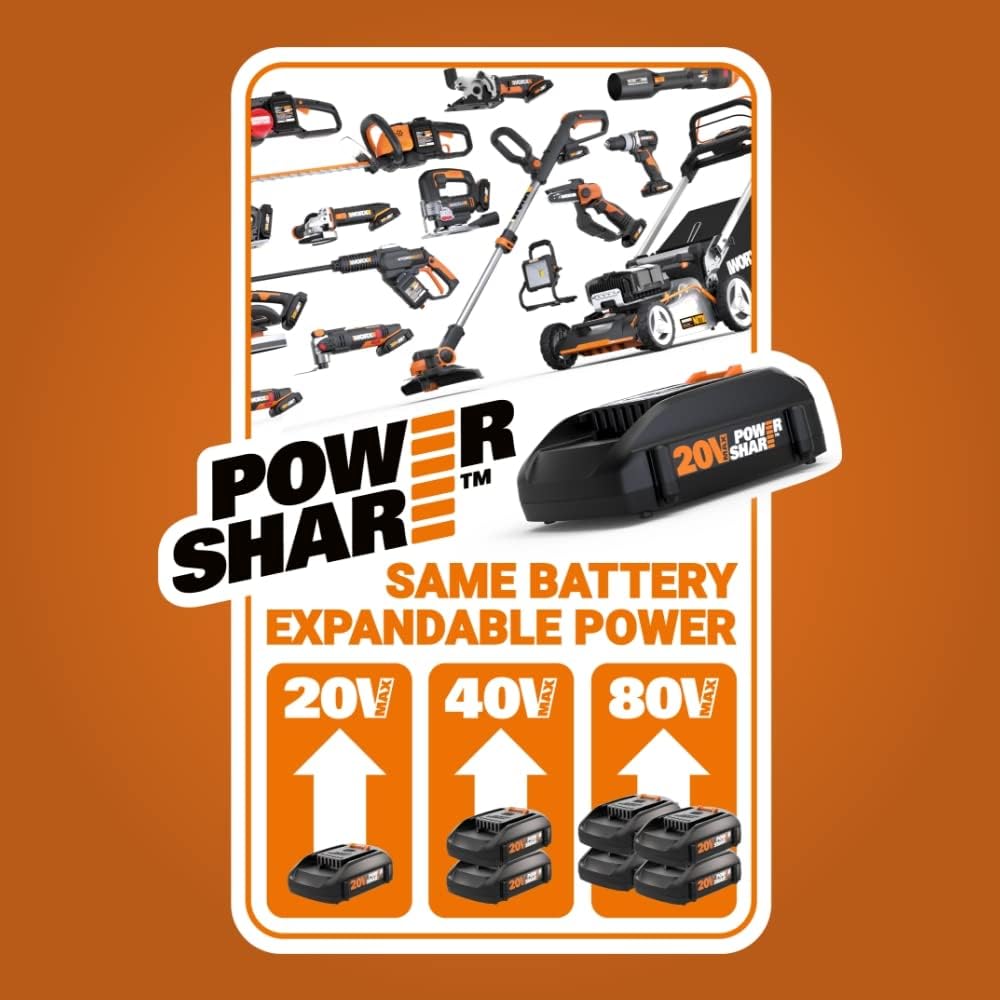 Worx Nitro 40V 15" Cordless String Trimmer with Brushless Motor, Powerful Grass Trimmer with Dual-Exit Bump-Feed Head, Lightweight Weed Trimmer Easy-Load Spool Head – Batteries & Charger Included