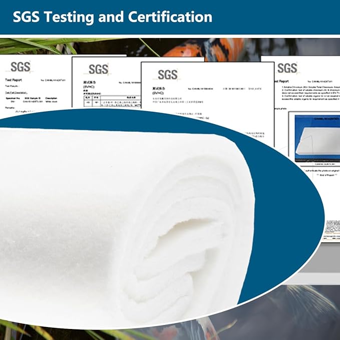 White Koi Pond Filter Pad Fine Bulk - Cut to Fit - Durable Fish Pond Filter Media - Water Garden Aquariums Filter Material - 39.6" (3.3 ft) x 8" x 3/5" - 4/5" Thickness - 2 Pack
