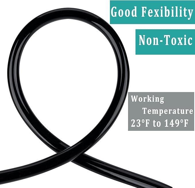 Black Vinyl Tubing 3/4” ID × 1” OD - 25 Feet PVC Flexible Plastic Tube Hybrid Hose, Transfer Water Air Oil for Pond Fountain Garden, Non-toxic and BPA free