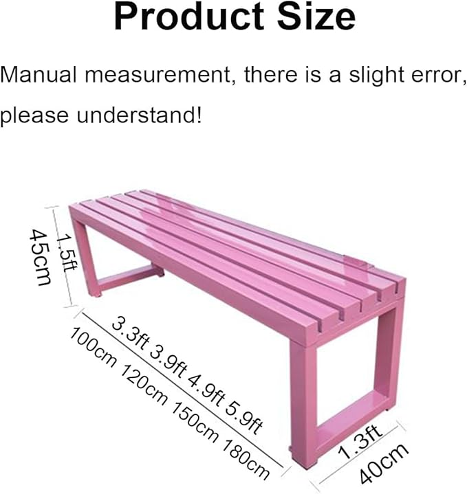 Weatherproof Metal Dining Bench, Outdoor Bench Backless Patio Bench 2-Person Farmhouse Bench Garden Bench for Kitchen, Living Room, Entryway(Red,40in)