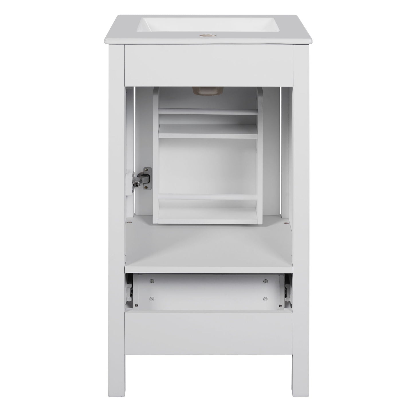 Bathroom Vanity With Ceramic Sink, Soft Close Drawers, Door Organizer, Divider Drawer, Adjustable Foot Pads