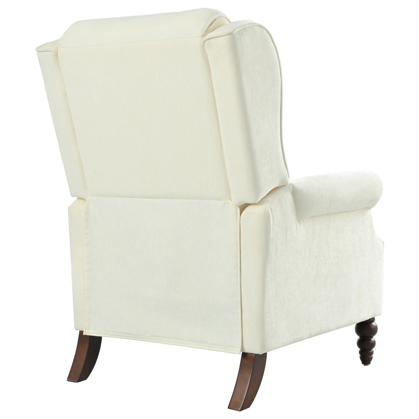 Push Back Recliner Chair Upholstered With Classic Wing Back And Solid Gourd-Shaped Legs