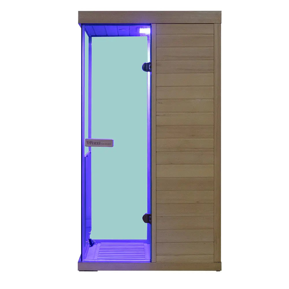 Wizzisauna 909MX Mini 1 Person Infrared Sauna 3 Sides Large Glass Panels