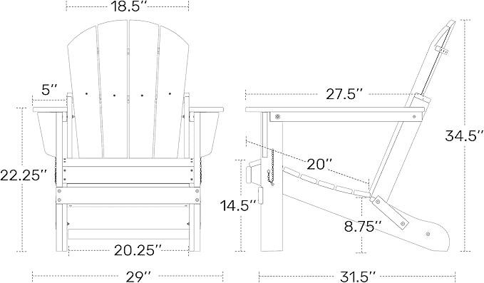 Westin Outdoors Laguna WO Outdoor Adirondack Folding Patio Chairs 8 PCS Set Retro Beach Aesthetic for Backyard, Lawn, Patio, Deck, Garden, Weather Resistant Polyethylene Plastic Lounger (Pacific Blue)