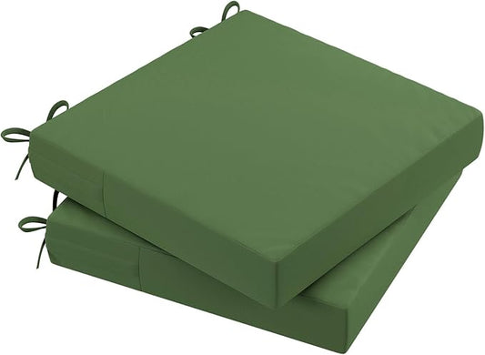 AAAAAcessories Outdoor Seat Cushions for Chairs, Waterproof, Fade-Resistant Patio Furniture Replacement Cushions, 19" x 19" x 3", Set of 2, Dark Moss