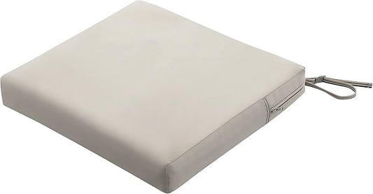 Classic Accessories Ravenna Water-Resistant 21 x 21 x 3 Inch Patio Seat Cushion, Mushroom, Chair Seat Cushion
