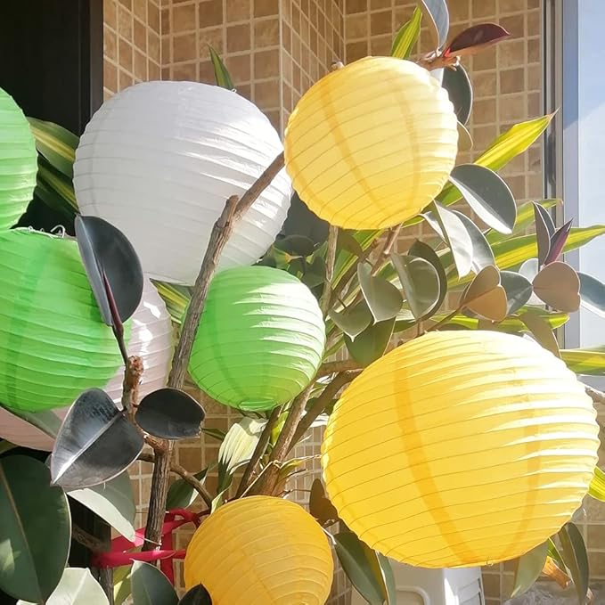 Chinese Style Paper Lanterns, Set of 12, Suitable for Party Decoration (White, 12in)