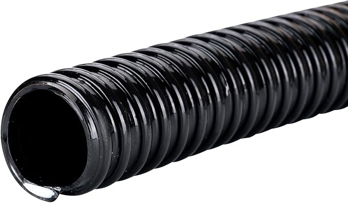 Pond Hose ID 1-1/2” × 10ft Black Corrugated Flexible Reinforced PVC Hose Vinyl Tubing for Pond Pump Fountain Garden Waterfall, Non-toxic & Kinkproof, with 2 clamps, 1.5 in 38mm id