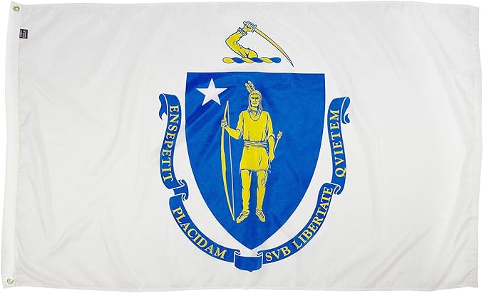 FlagSource Massachusetts Nylon State Flag, Made in the USA, 3x5'