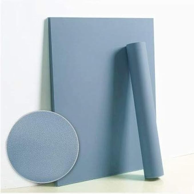 Dimoon 118''x17.7'' Blue Peel and Stick Wallpaper Contact Paper Modern Self Adhesive Wall Paper Removable Renter Friendly Textured Solid Color Shelf Cabinet Vinyl Roll (118''x17.7'',Blue Grey)