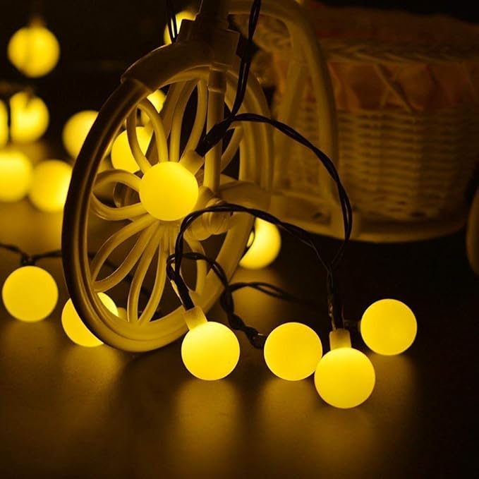 Globe Ball Fairy Lights, 50 LEDs 23ft/7M Solar Led Globe String Lights Waterproof with Two Lighting Modes for Garden Outdoor Party Christmas Decoration (Warm White)