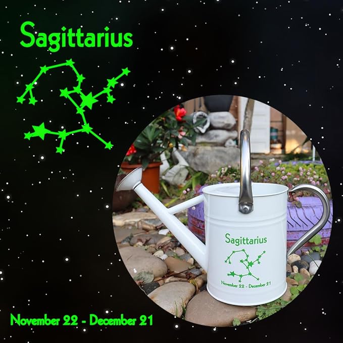 Metal Watering Can for Outdoor and Indoor Plants, Watering Can Decor, 1 Gallon (Sagittarius)