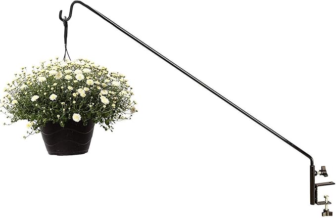 Ashman Deck Hook (1 Pack, 49-Inch Deck Hook), Double Forged Solid Metal Single Piece Rod, Ideal for Bird Feeders, Plant Hangers, Coconut Shell Hanging Baskets, and Lanterns.