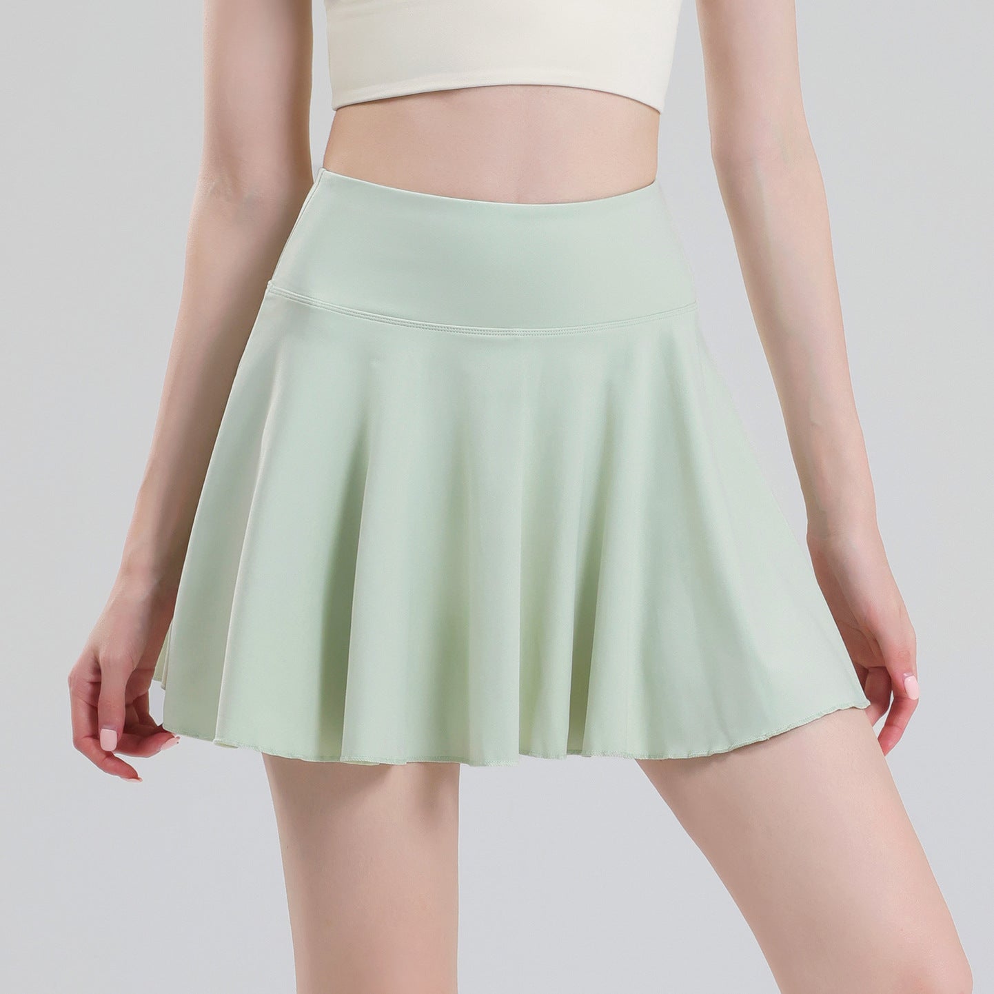 Tennis skirt women's yoga white badminton pleated skirt quick drying anti glare half skirt