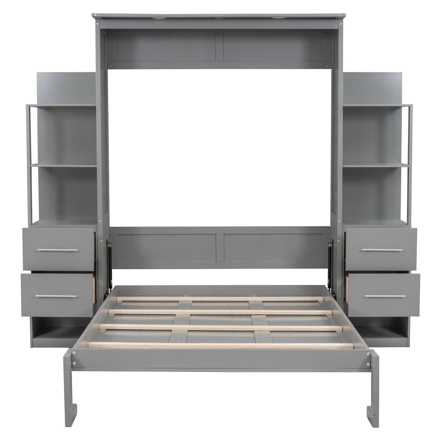 Murphy Wall Bed With LED Lights, Shelves And Drawers
