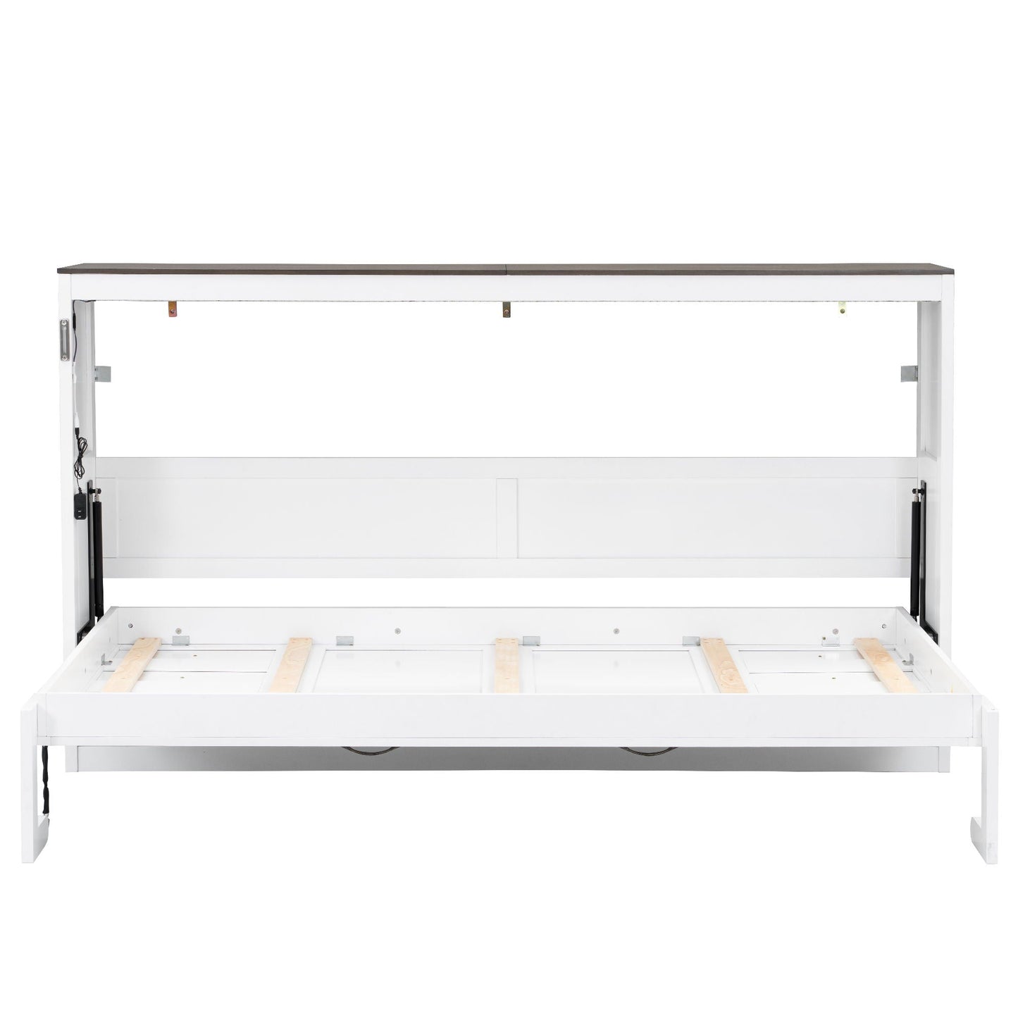 Murphy Bed With LED Light, Foldable Wall Bed Cabinet