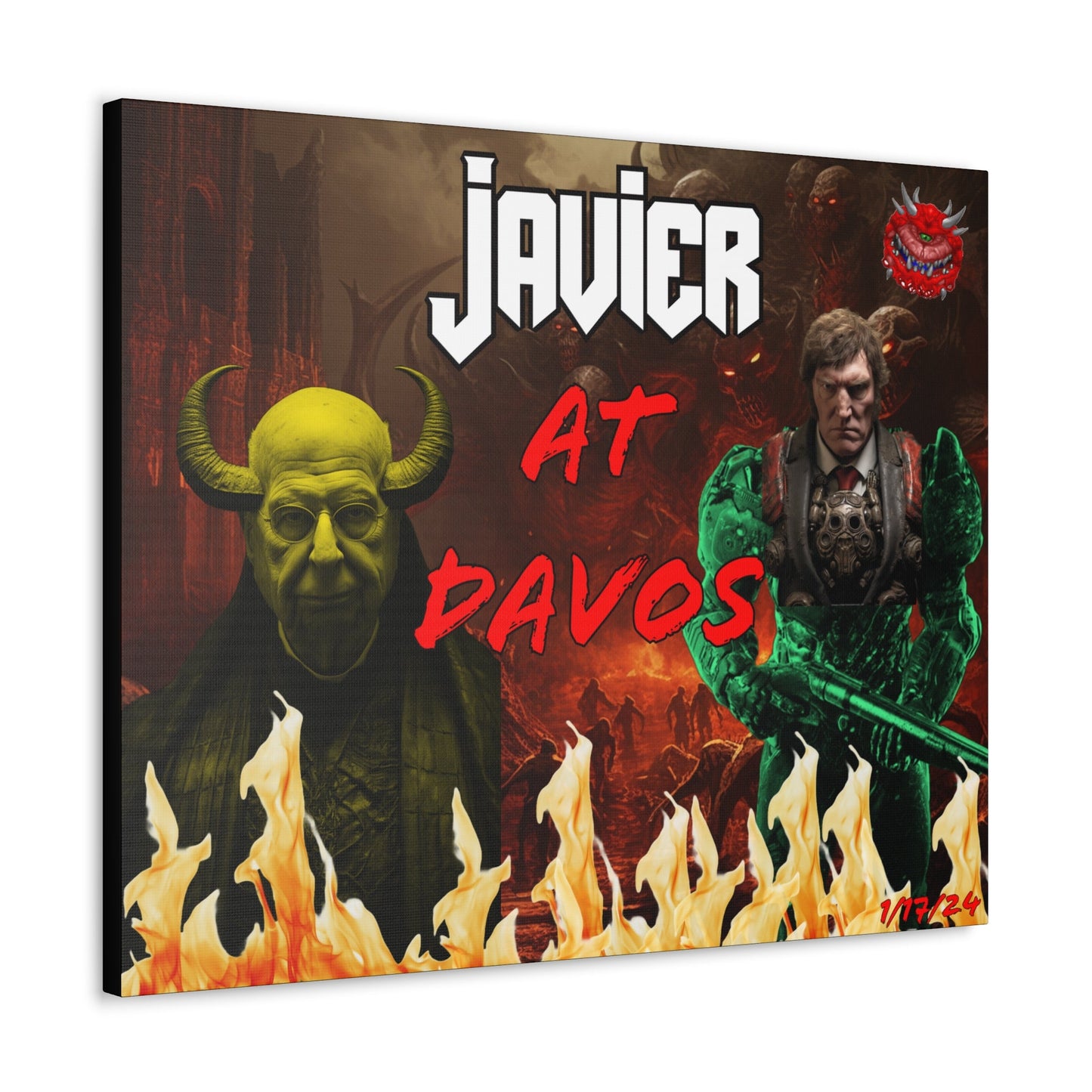 Javier Milei Space Marine in Davos Canvas Print