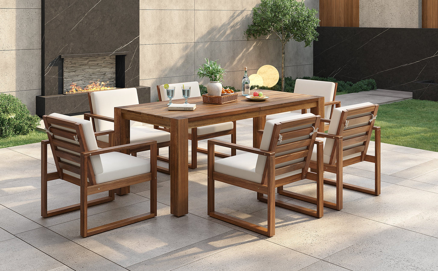 TREXM Patio Table and Chairs Set, 7-Piece Outdoor Dining Set for 6