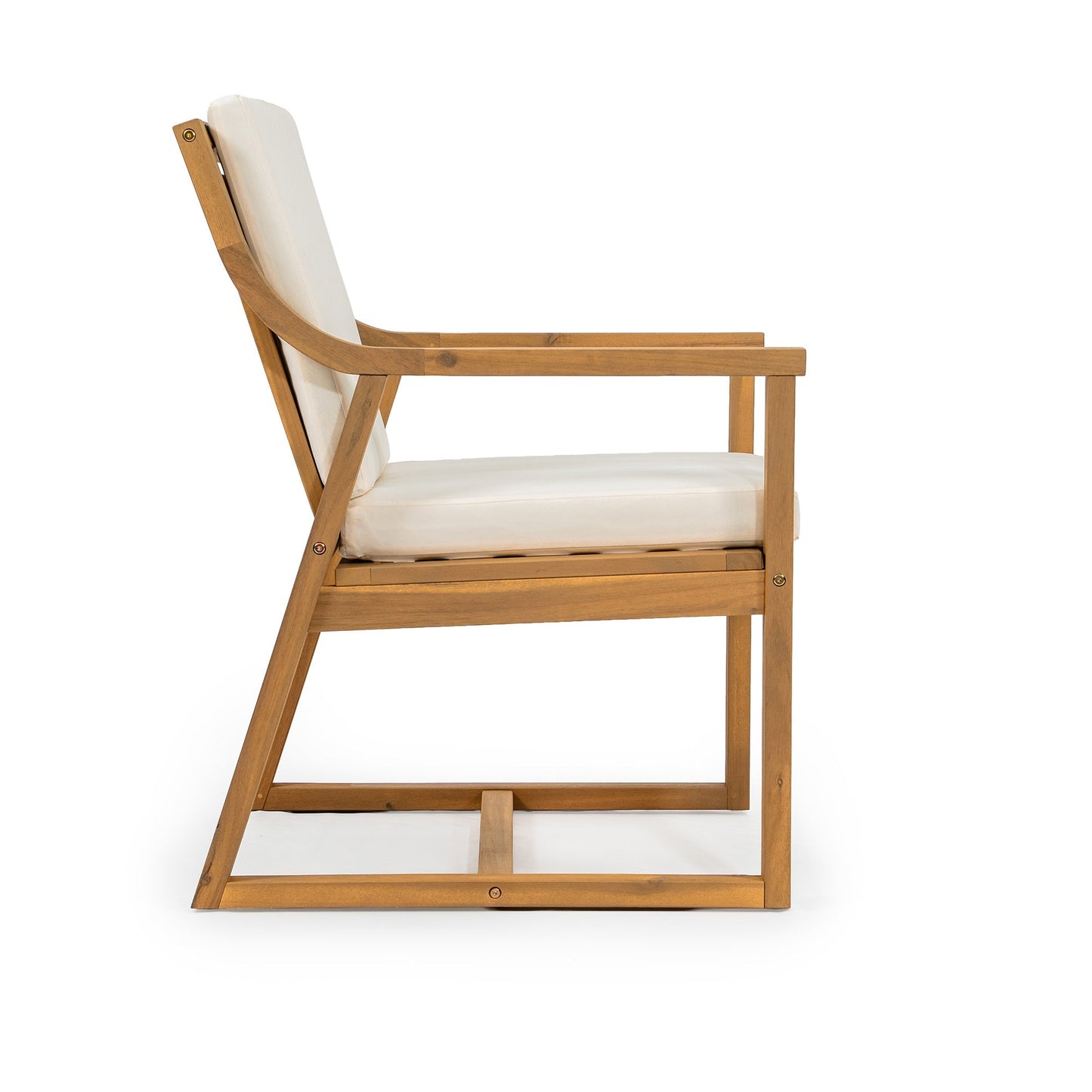 TREXM Patio Dining Chair Set of 2, Wood Outdoor Armchairs with Removable Cushions