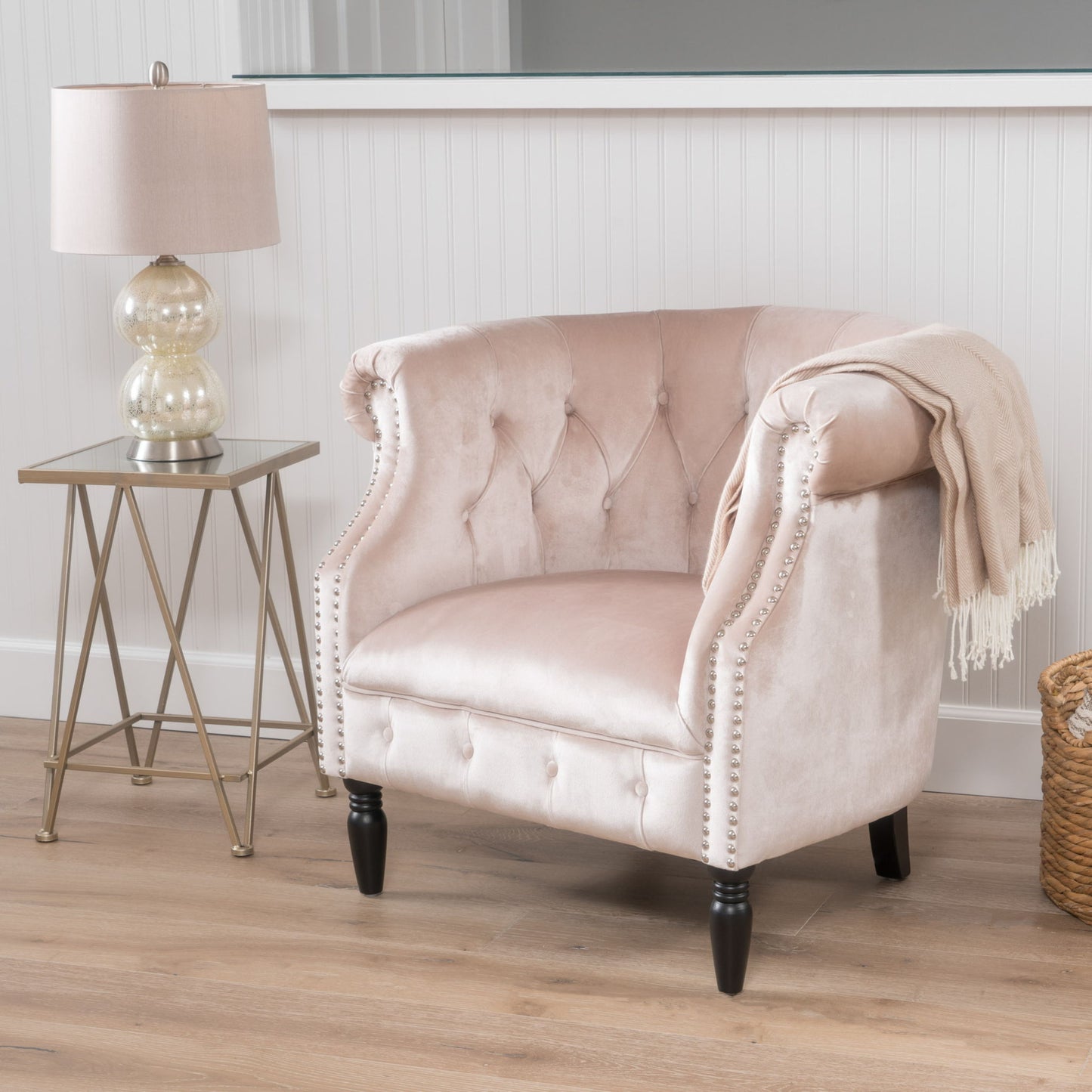 Celestialis Upholstered Club Chair with Tub Design and Rolled Recessed Armrests