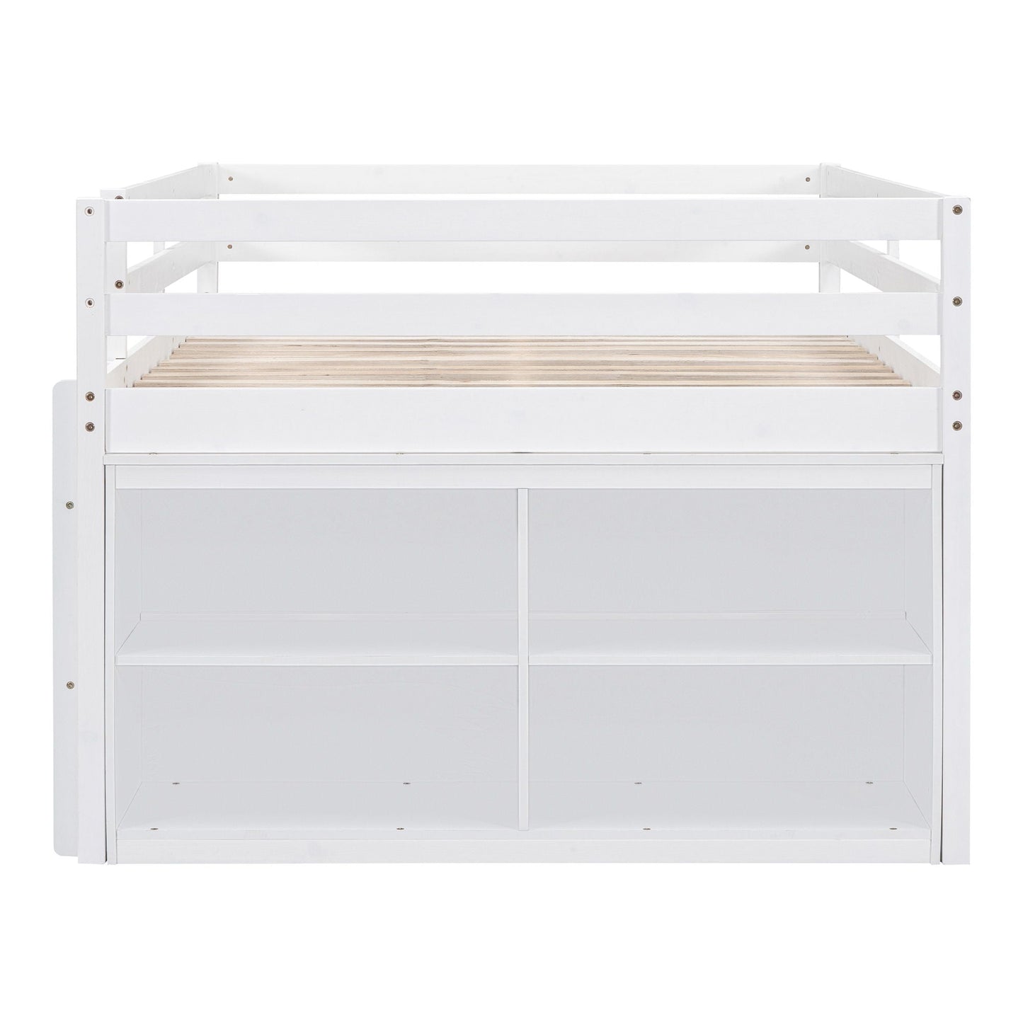 Loft Bed With Retractable Writing Desk And 4 Drawers, With Lateral Portable Desk And Shelves