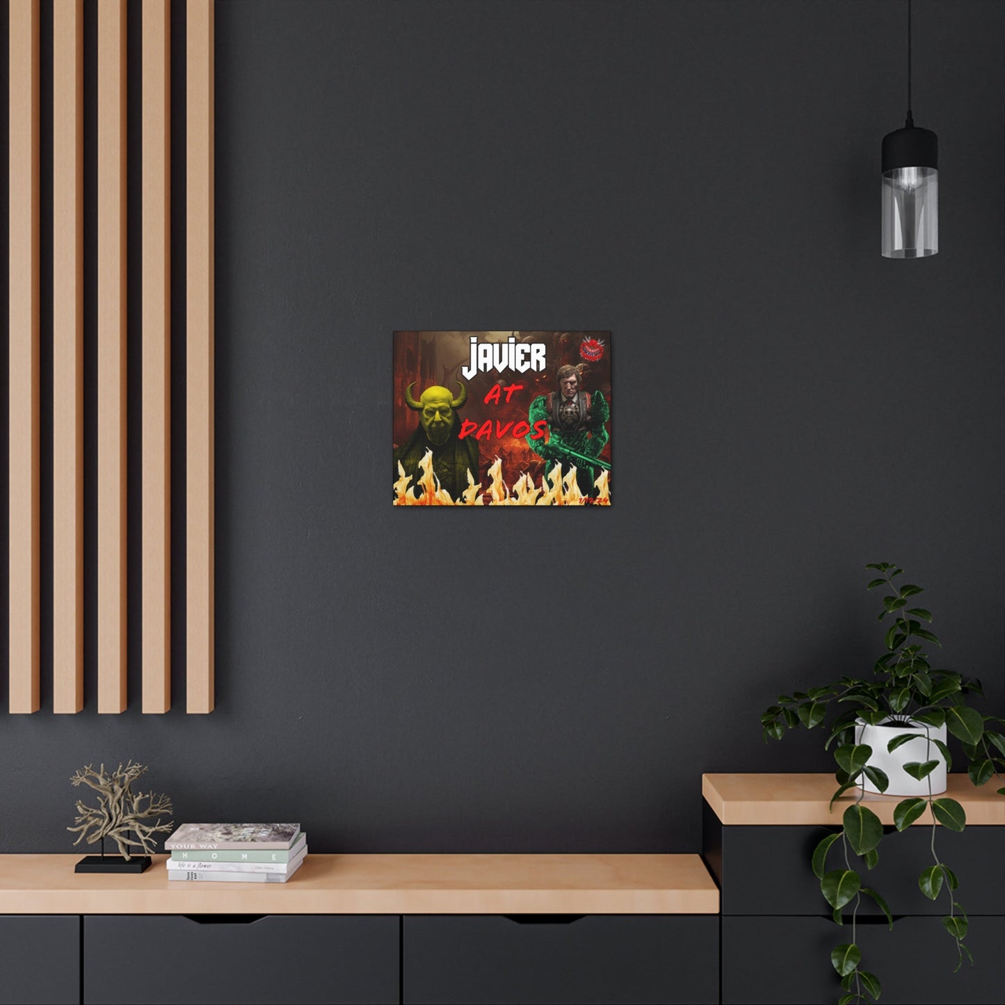 Javier Milei Space Marine in Davos Canvas Print