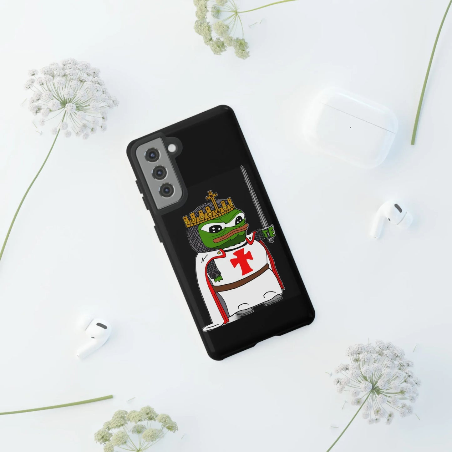 Crusader Pepe Cell Phone Case - Deus Vult Knight Phone Cover - 4LibertyShop.com