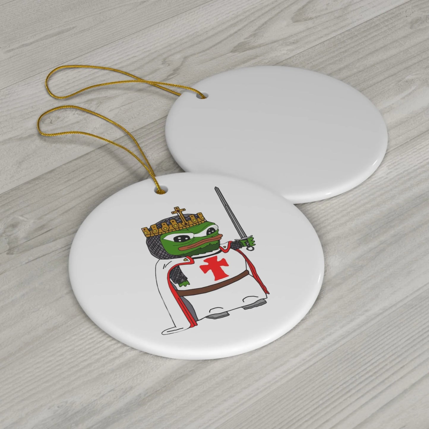 Pepe the Crusader Knight Ceramic Ornaments - Deus Vult Christmas - 4LibertyShop.com