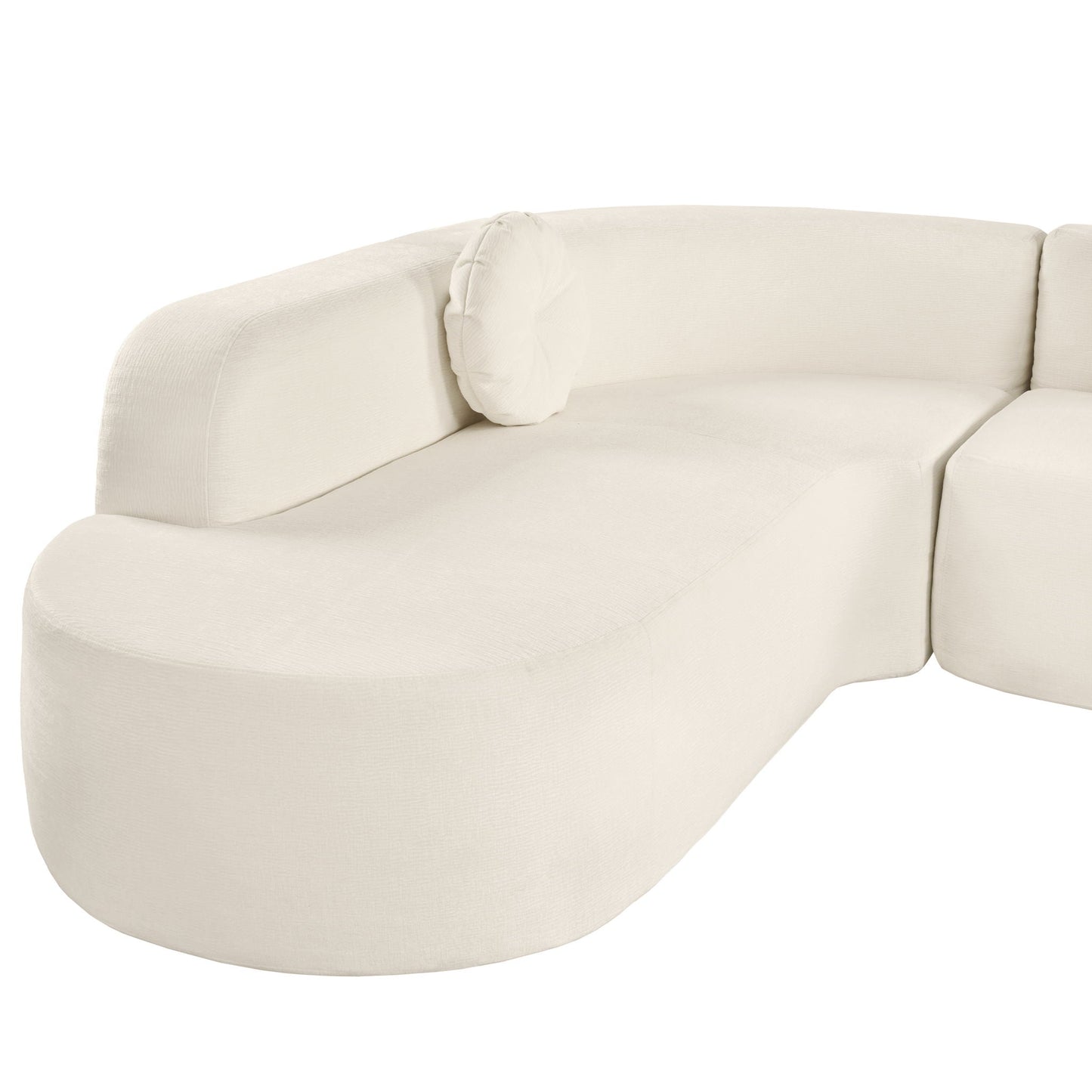 Extra Large Sectional Sofa Soft Fabric Upholstery, Elegant Curved Design With 3 Round Cushions, High-Resilience Foam