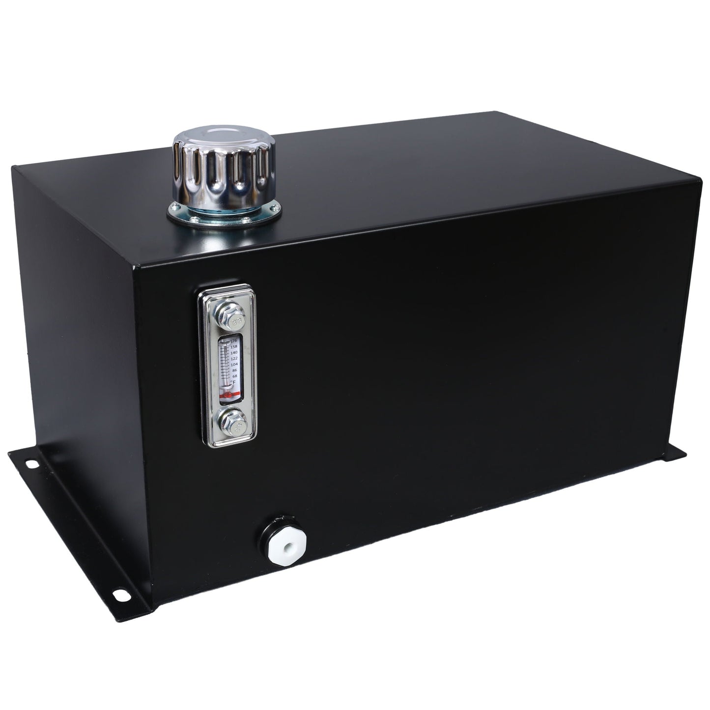 Heavy Duty Hydraulic Fluid Tank 10 Gal Steel Reservoir With Strainer, Gauge & Breather Cap For Tractors & Trucks - Black