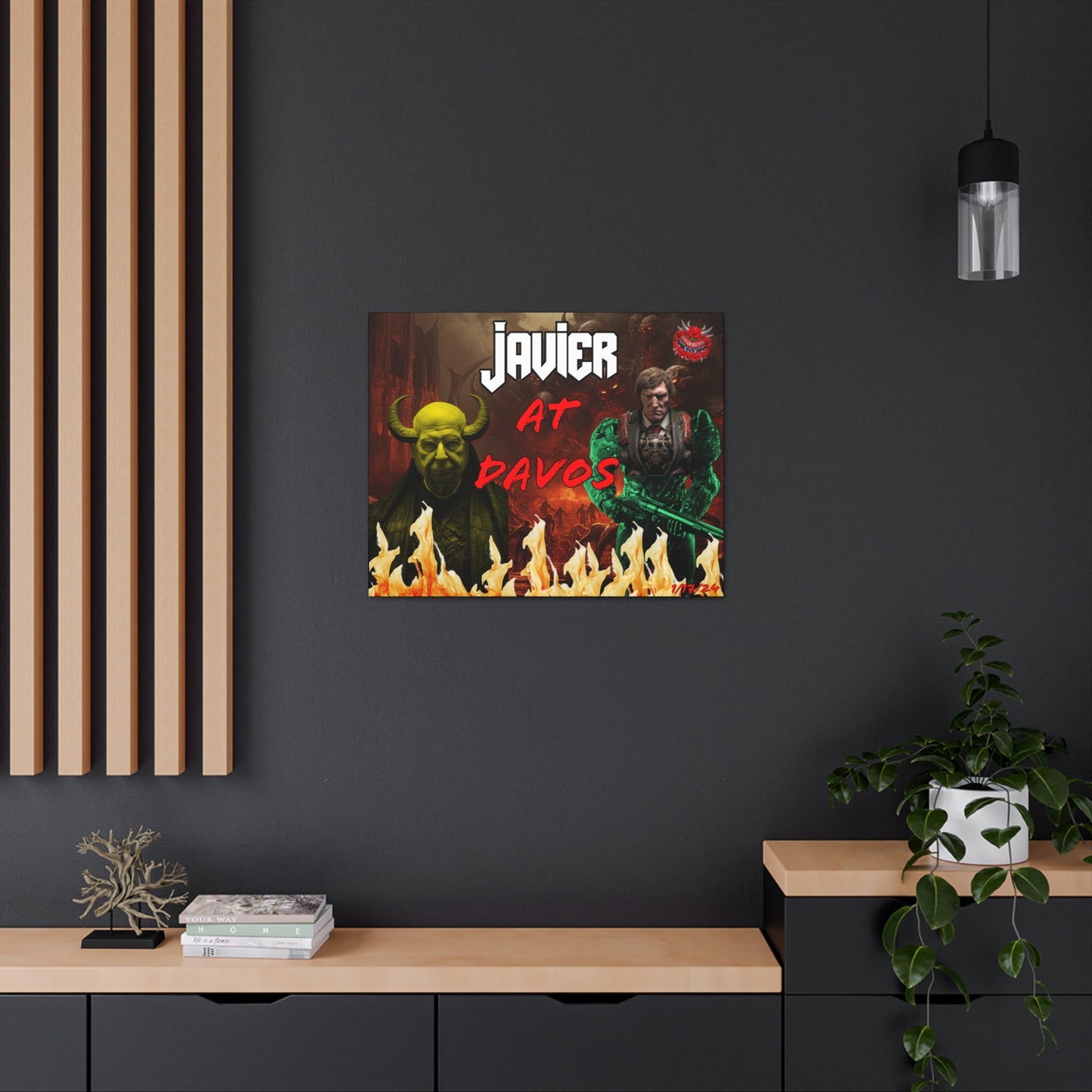 Javier Milei Space Marine in Davos Canvas Print