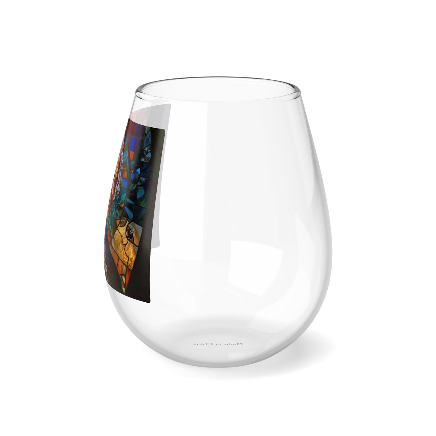 John Adams Stained Glass Wine Glass - Founding Fathers Stemless Wine Glass - 4LibertyShop.com