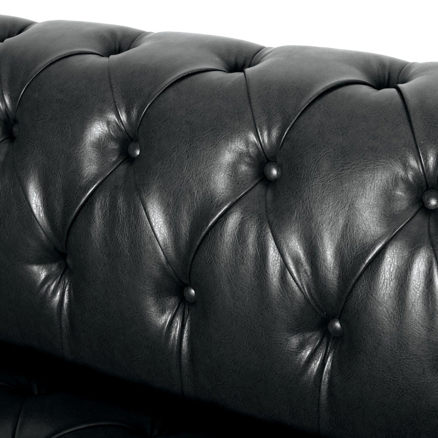 Comfy 3 Seat Sofa with Wooden Legs - Black