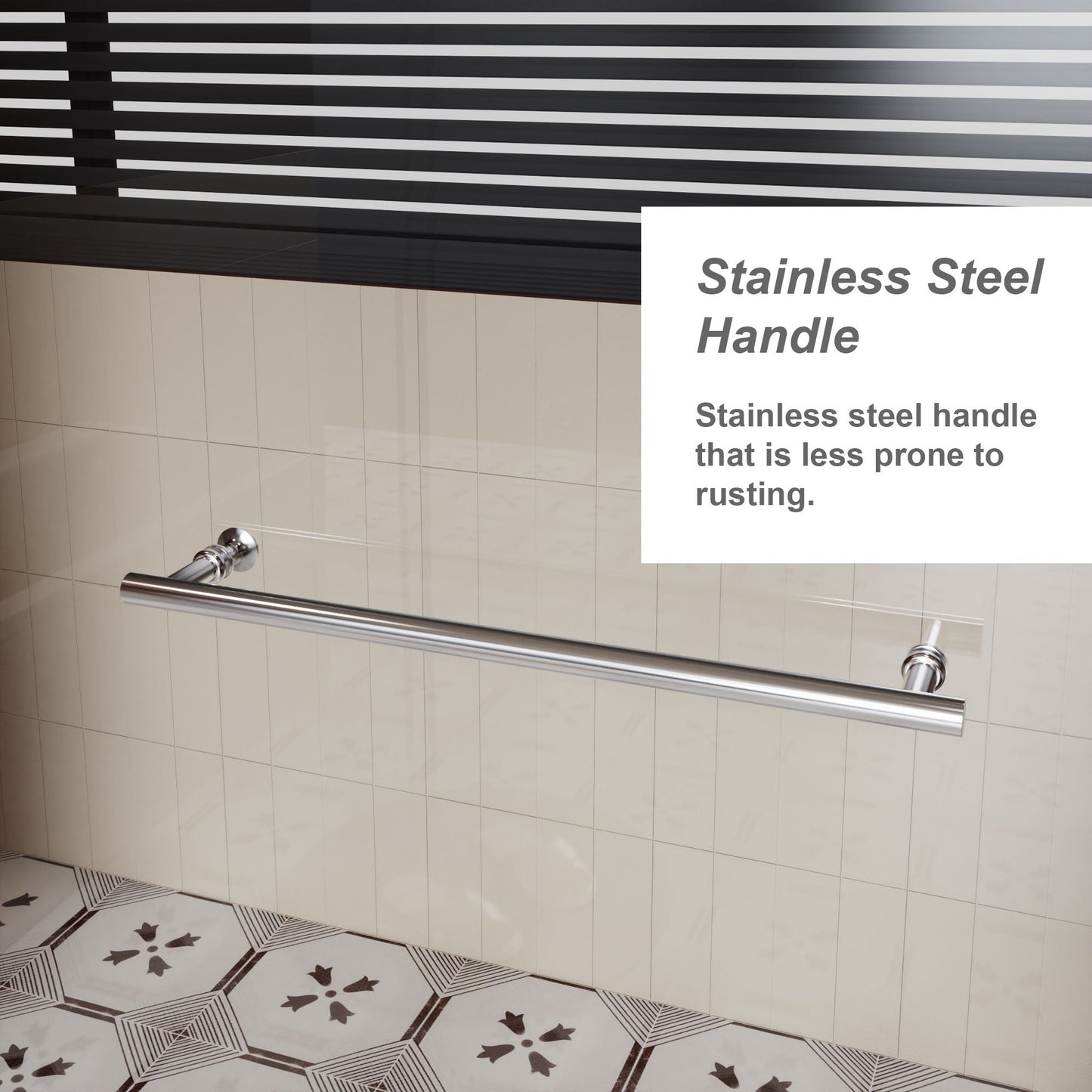 Pivot Shower Door With Handle, 1 / 4" Thick - Chrome