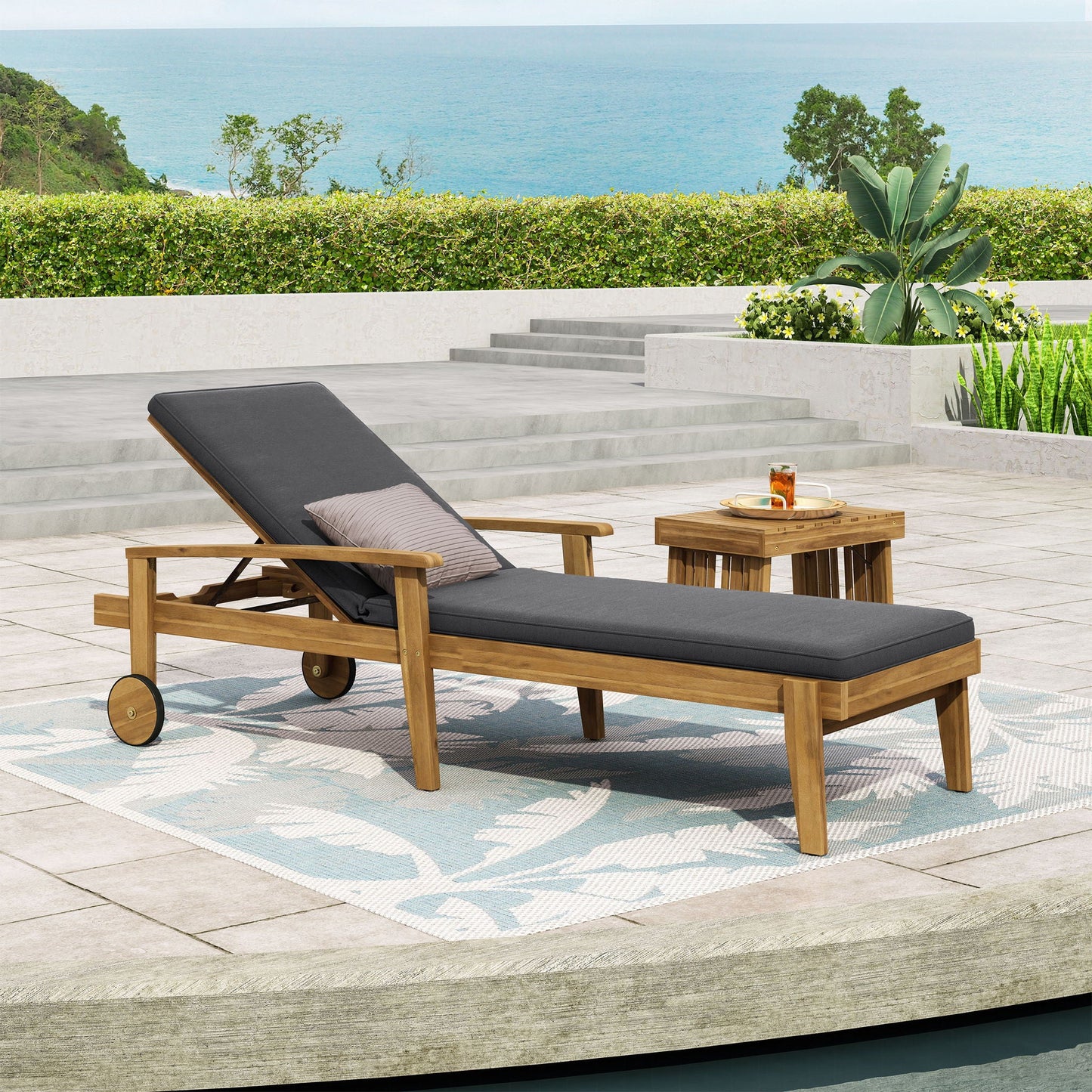 Jason Chaise Lounge Adjustable Acacia Wood Outdoor Furniture