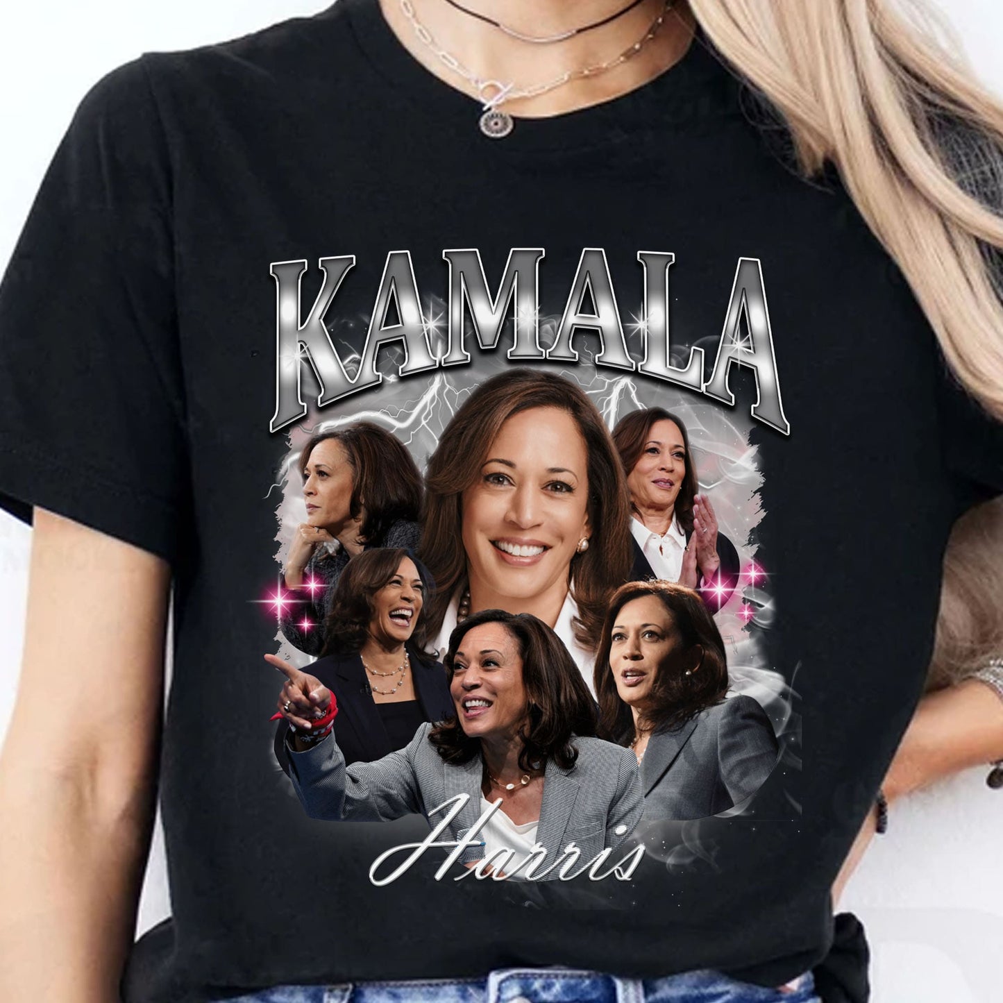 Kamala Harris 2024 Bootleg Shirt, Kamala Harris Vintage Photo Shirt, Kamala Harris Retro 90s Shirt, Democrat Shirt Dark T1371 - KH2
