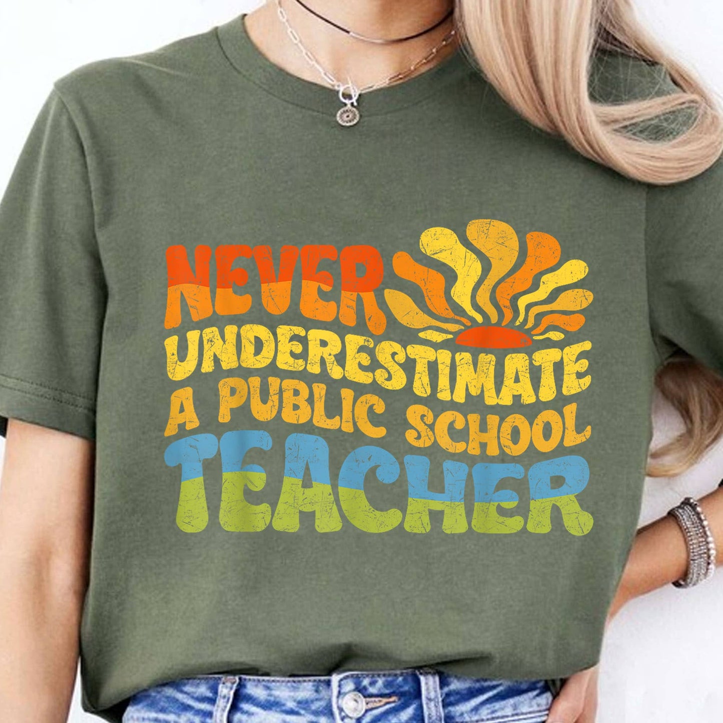 Never Underestimate A Public School Teacher Shirt | Democrat Shirt | Kamala Harris 2024 Shirt Dark T1544 - KH2