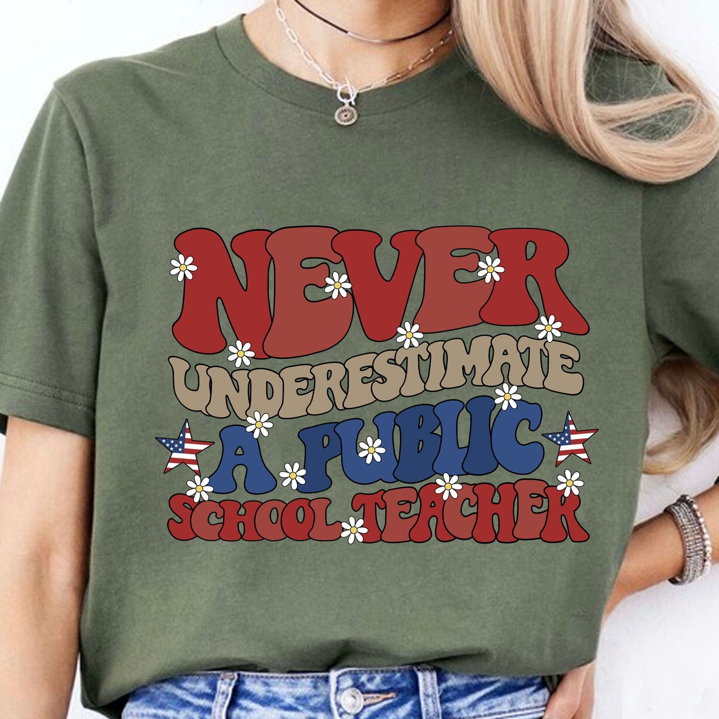 Never Underestimate A Public School Teacher Shirt | Democrat Shirt | Kamala Harris 2024 Shirt Dark T1546 - KH2